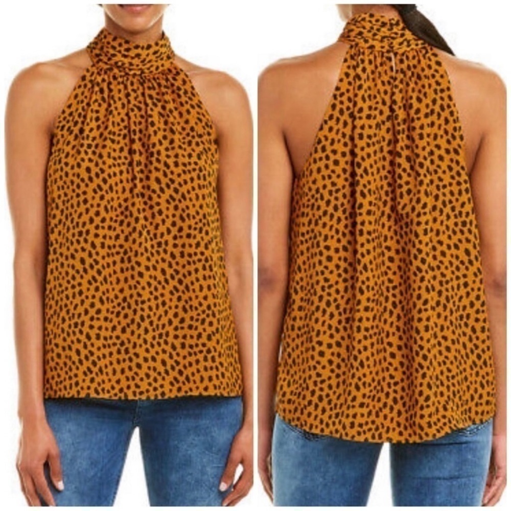 Joie Blouse Erola B Sleeveless Top Copper Animal Cheetah Leopard Print M NWT New